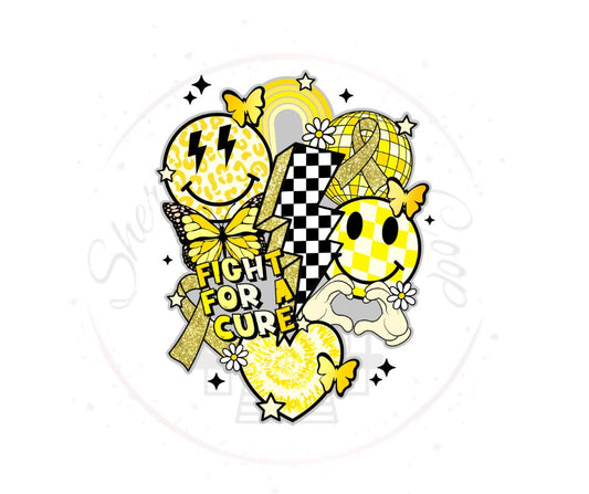Fight For A Cure Butterfly Childhood Cancer Awareness DTF Transfer Print(Only) Ready To Press