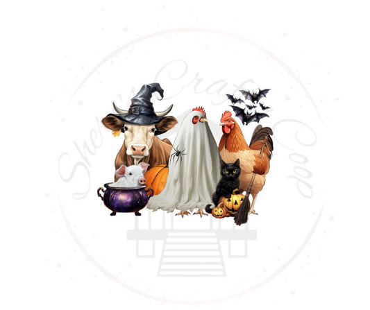 Halloween Farm Animals DTF Transfer Print(Only) Ready To Press