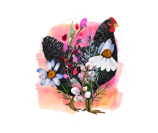 Floral Chicken DTF Transfer Print Ready To Press
