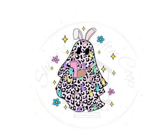 So Peeping Boujee Ghost Bunny With Tumbler DTF Transfer Print Ready To Press