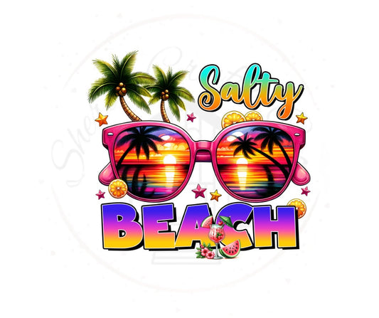 Salty Beach Sunglasses Summer DTF Transfer Print Ready To Press
