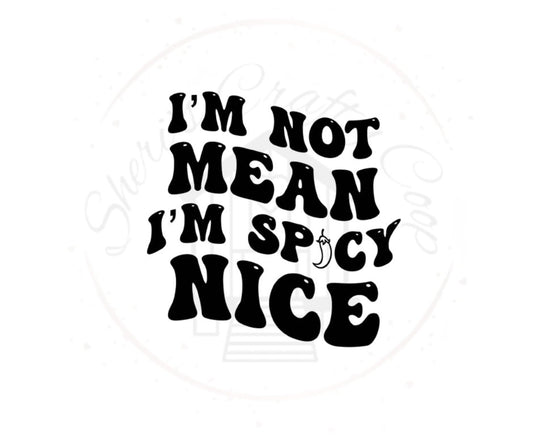 I'm Not Mean I'm Spicy DTF Transfer Print Ready To Press