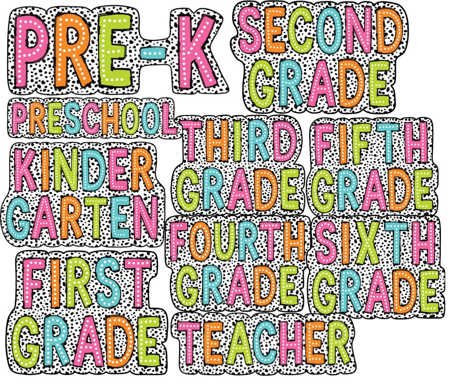 Teacher-Grade levels Dalmation Dots- DTF Transfer Prints- Ready To Press