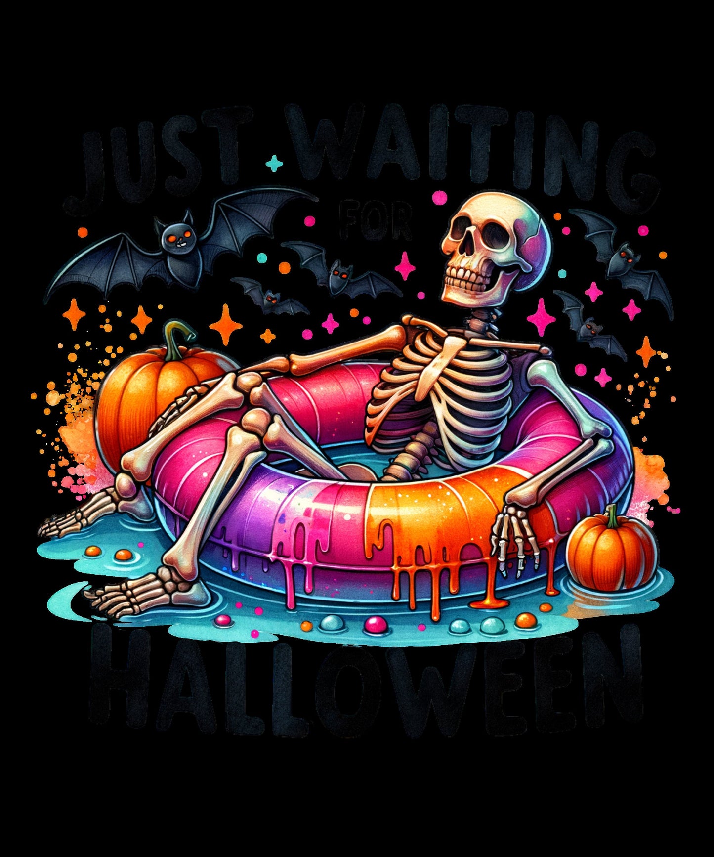 Just Waiting For Halloween- Skeleton Summer DTF Transfer Print- Ready To Press