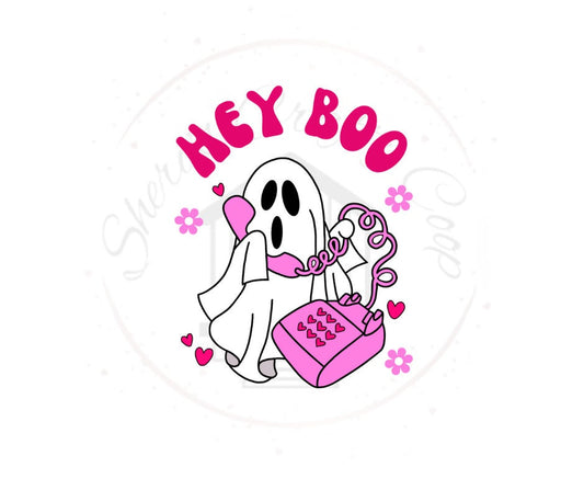 Hey Boo-Cute Ghost DTF Transfer Print- Ready To Press