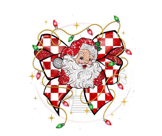 Retro Santa Coqutte Bow- Christmas DTF Transfer Prints- Ready To Press