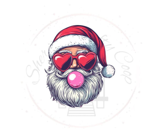 Retro Bubble Gum Santa- Christmas DTF Transfer Prints- Ready To Press