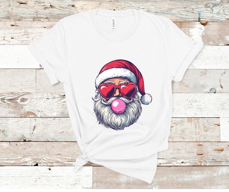 Retro Bubble Gum Santa- Christmas DTF Transfer Prints- Ready To Press