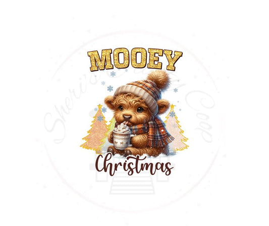 Mooey Christmas Cute Cow- Christmas Cow DTF Transfer Print- Ready To Press
