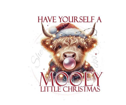 Have Yourself A Mooey Little Christmas- Christmas Cow DTF Transfer Print- Ready To Press