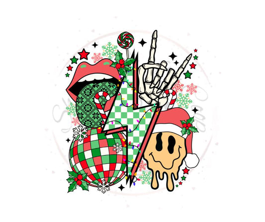 Rockin' Christmas Vibes- Christmas DTF Transfer Print- Ready To Press