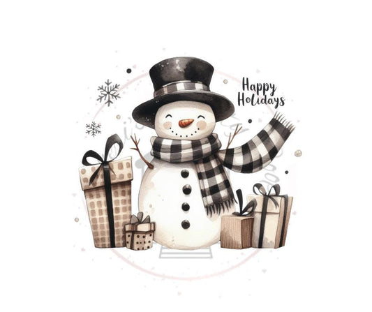 Happy Holidays Snowman- Snowman DTF Transfer Prints- Ready To Press
