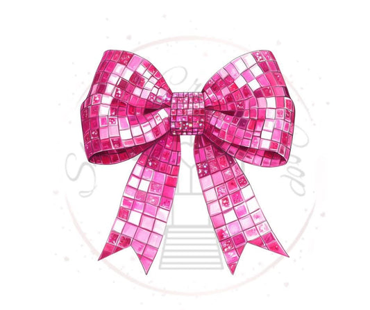 Pink Disco Coquette Bow- Valentines Day DTF Transfer Prints- Ready To Press