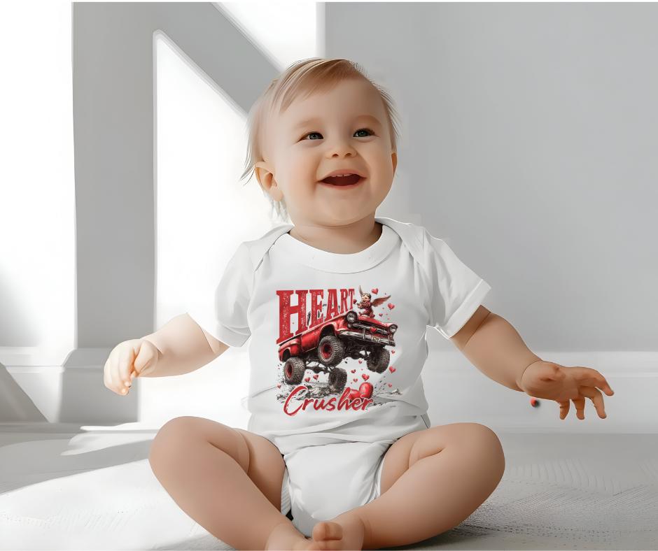 Heart Crusher- Big Red Truck- Valentines Day DTF Transfer Prints-Ready To Press