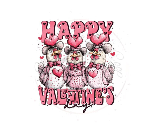 Happy Valentines Day Chickens- Valentines DTF Transfer Prints- Ready To Press