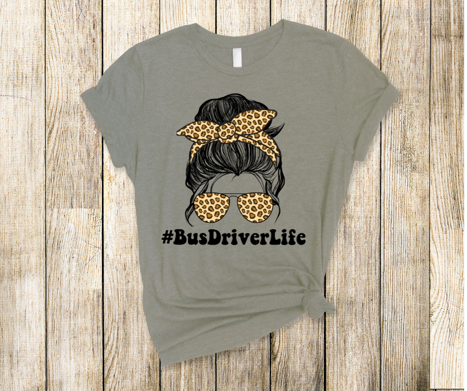 Bus Driver Life Leopard Print  DTF Transfer Print Ready To Press