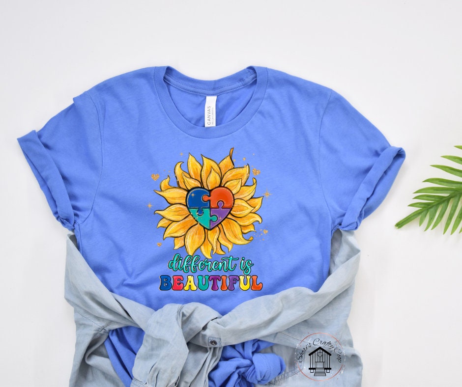 Autism Different Is Beautiful Sunflower DTF Transfer Print(Only) Ready To Press