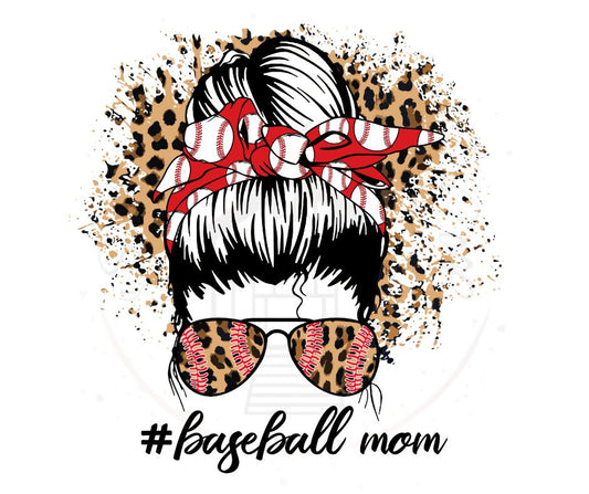 Messy Bun Baseball Mom DTF Transfer Print(Only) Ready To Press