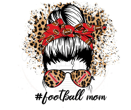 Messy Bun Football Mom DTF Transfer Print(Only) Ready To Press