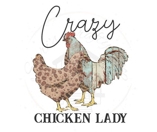 Crazy Chicken Lady Full Colored DTF Transfer Print(Only) Ready To Press)