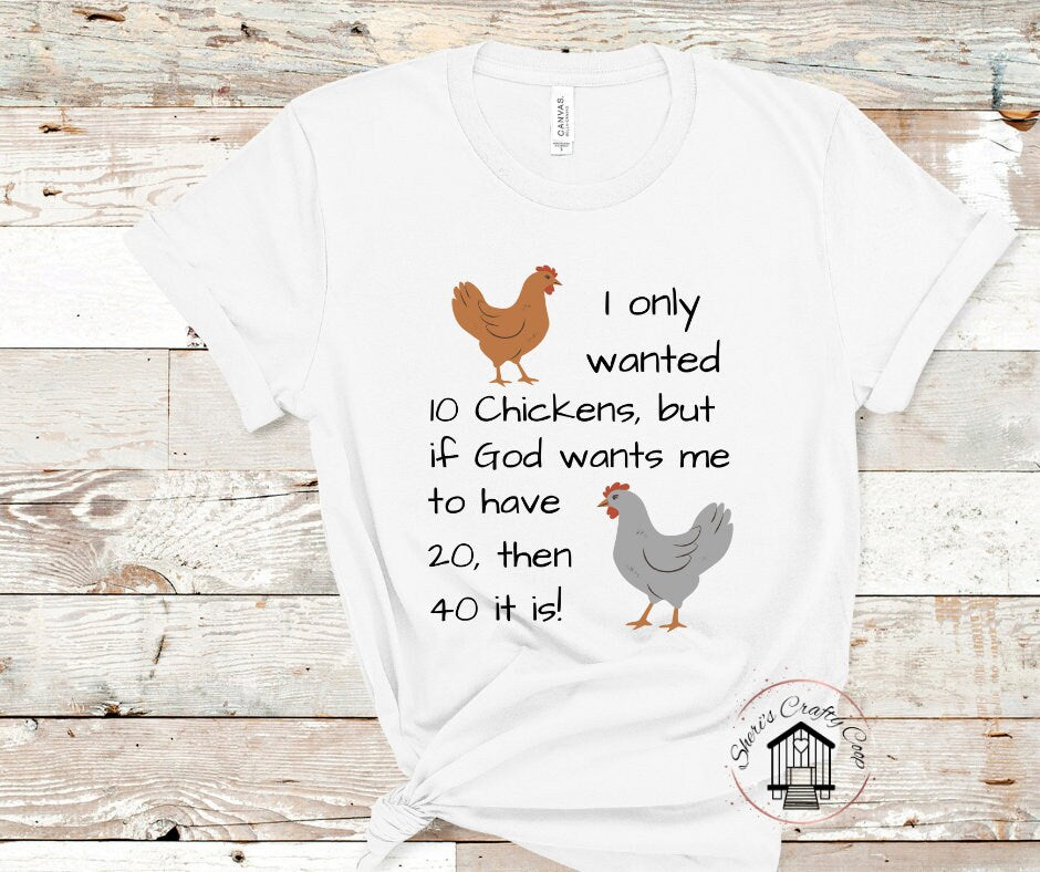 I Only Wanted 20 Chickens, But If God Wants Me To have 20, Then 40 It Is DTF Transfer Print(Only) Ready To Press