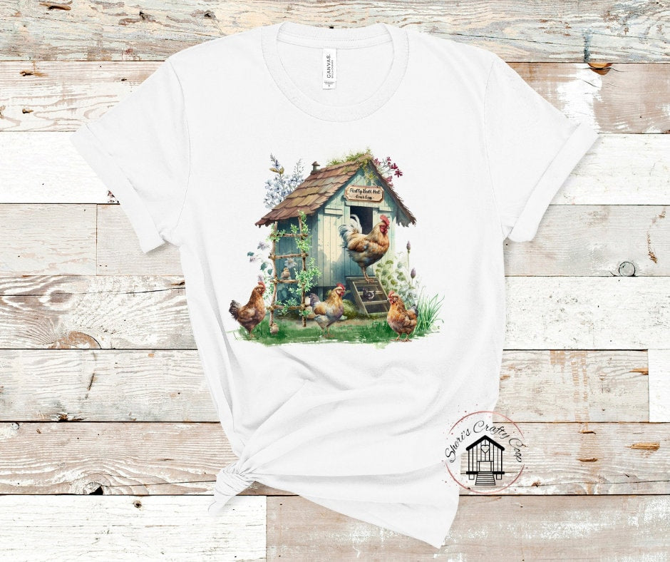 Fluffy Butt Hut Chicken Coop DTF Transfer Print(Only) Ready To Press