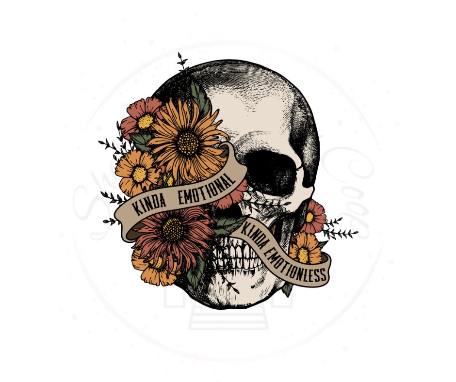 Kinda Emotional Kinda Emotionless Skull DTF Transfer Print(Only) Ready To Press