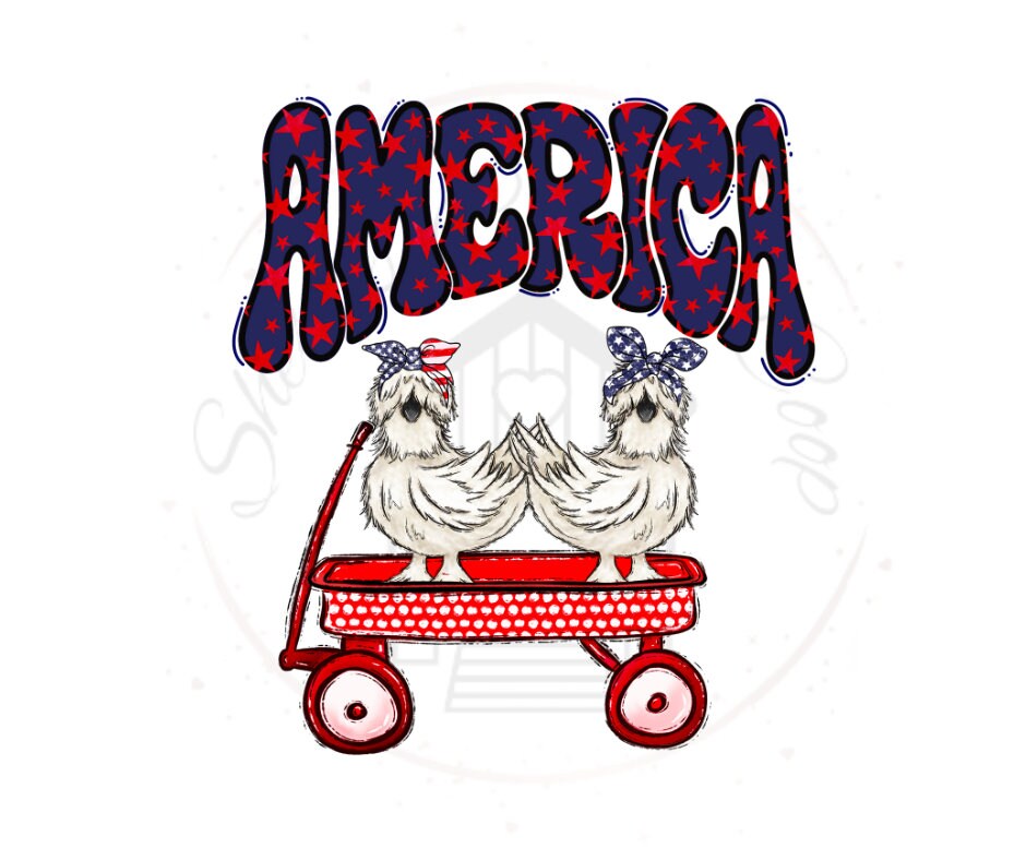 America Silkie Chicken DTF Transfer Print(Only) Ready To Press