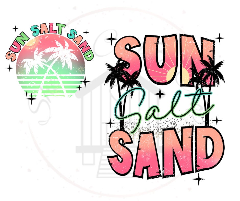 Sun Salt Sand Palm Trees Summer DTF Transfer Print(Only) Ready To Press