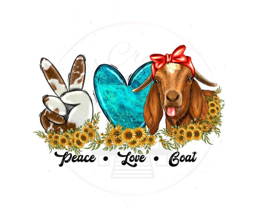 Peace Love Goat DTF Transfer Print(Only) Ready To Press