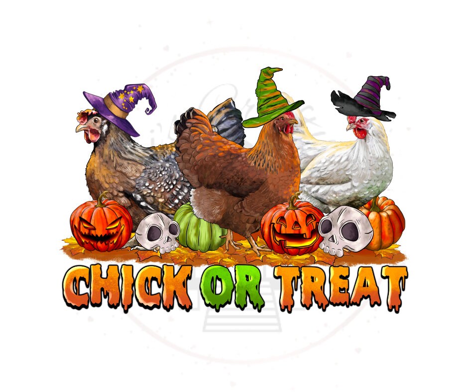 Chick Or Treat Halloween Chicken DTF Transfer Print(Only) Ready To Press