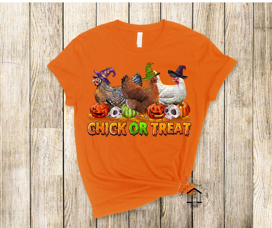 Chick Or Treat Halloween Chicken DTF Transfer Print(Only) Ready To Press