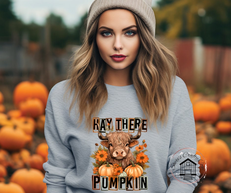 Hay There Pumpkin Highland Cow DTF Transfer Print(Only) Ready To Press