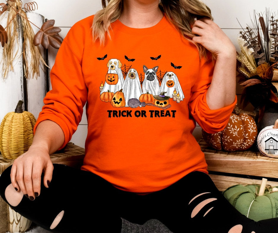 Trick Or Treat Halloween Dogs DTF Transfer Print(Only) Ready To Press