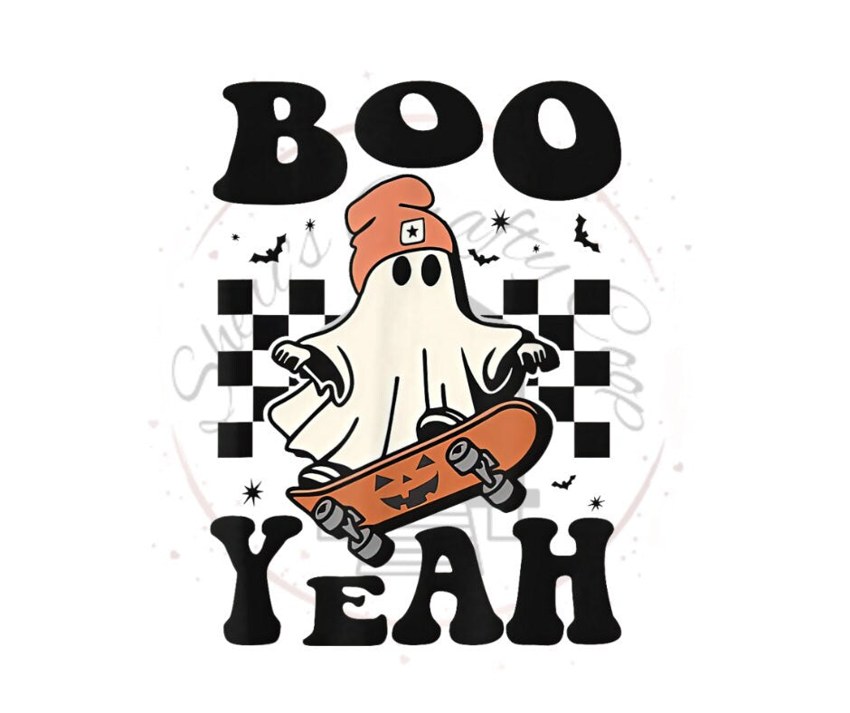 Boo Yeah Skater Ghost DTF Transfer Print(only) Ready to Press