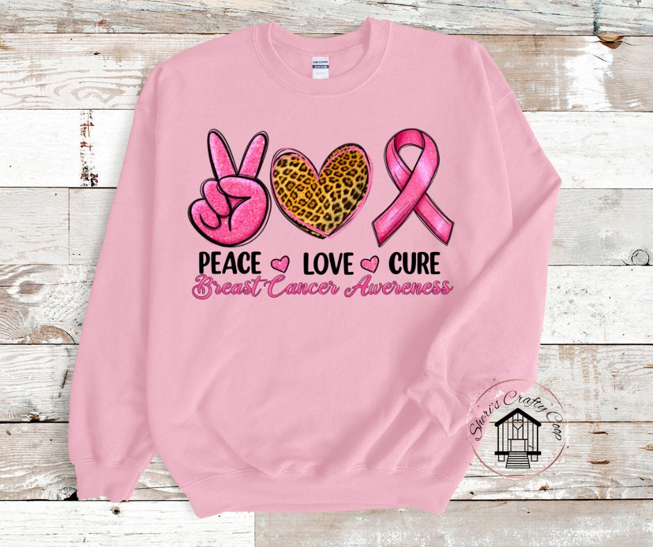 Peace Love Cure Breast Cancer Awareness DTF Transfer Print(Only) Ready To Press