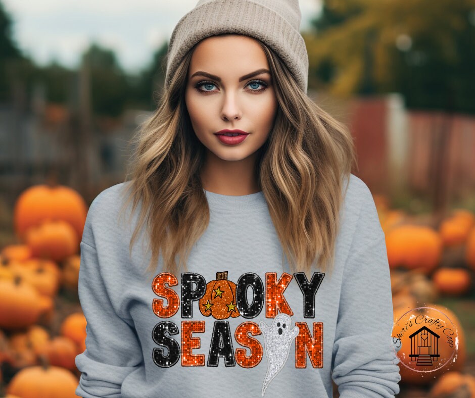 Spooky Season Faux Sequin DTF Transfer Print(Only) Ready To Press