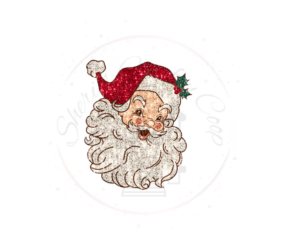 Faux Glittered Red Or Pink Santa DTF Transfer Print(only) Ready To Press