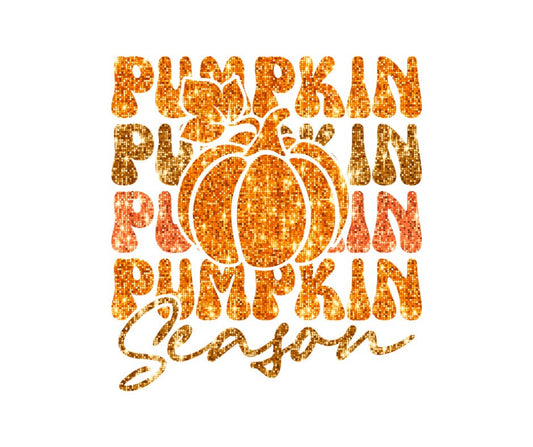 Faux Glitter Pumpkin Season Faux Sequin DTF Transfer Print(only) Ready To Press