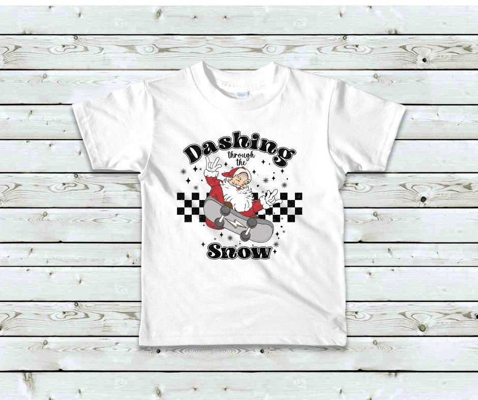 Dashing Through The Snow Snowboard Santa DTF Transfer Print(only) Ready To Press