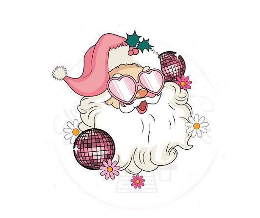 Pink Disco Santa Christmas DTF Transfer Print(only) Ready To Press