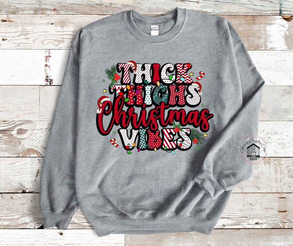 Thick Thighs Christmas Vibes DTF Transfer Print(only) Ready To Press