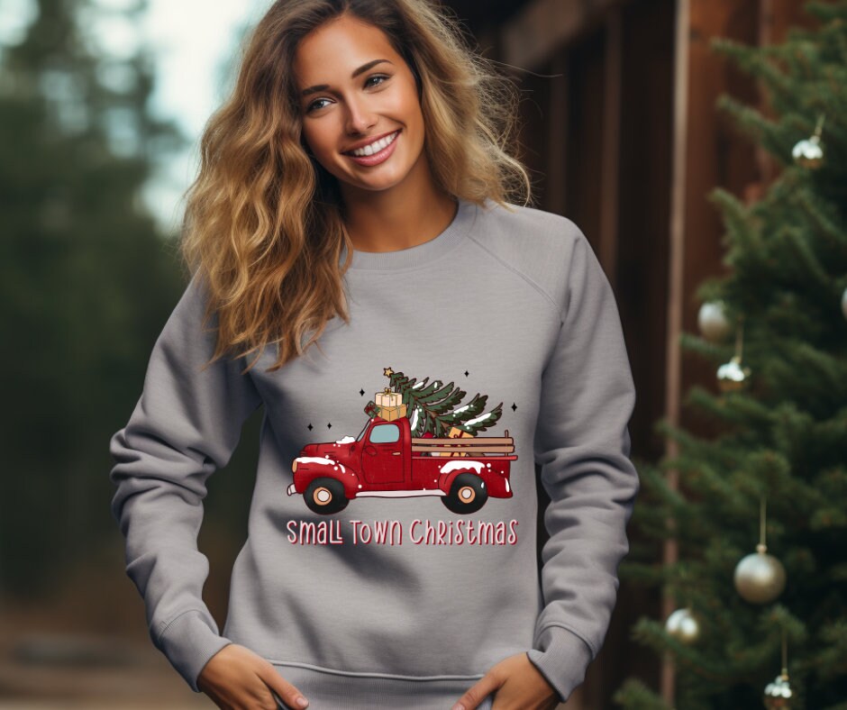 Small Town Christmas Red Truck DTF Transfer Print(only) Ready To Press