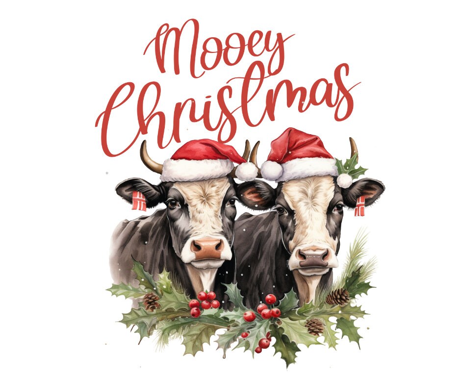 Mooey Christmas Cows DTF Transfer Print(only) Ready To Press