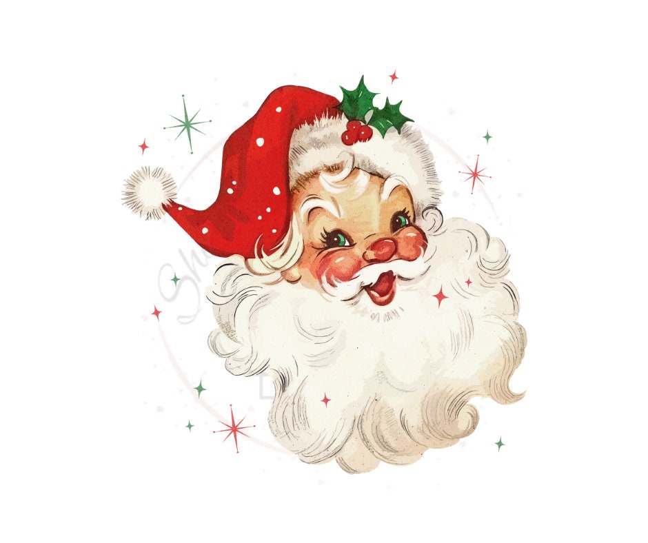 Red Vintage Santa DTF Transfer Print(Only) Ready To Press