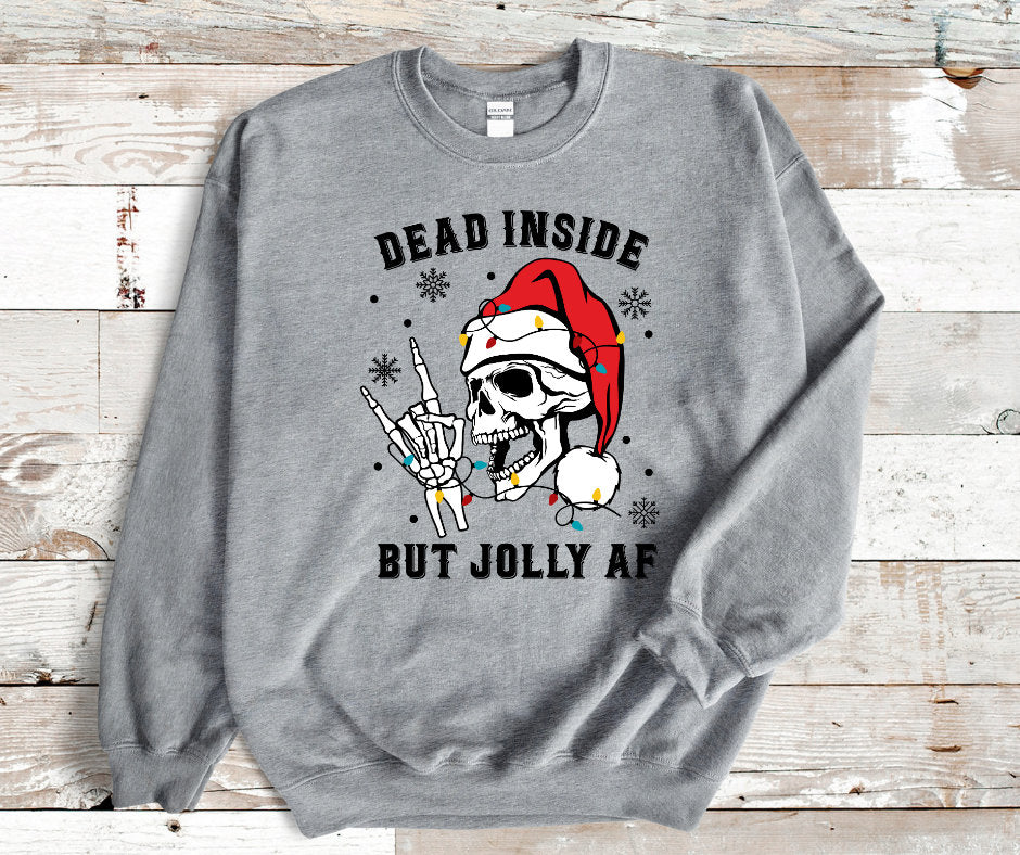 Dead Inside But Jolly AF Skeleton DTF Transfer Print(only) Ready To Press