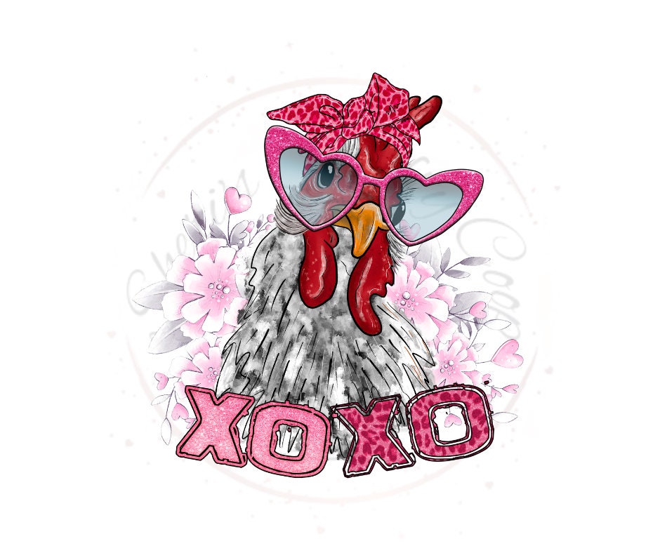 XOXO Valentines Chicken DTF Transfer Print Ready To Press