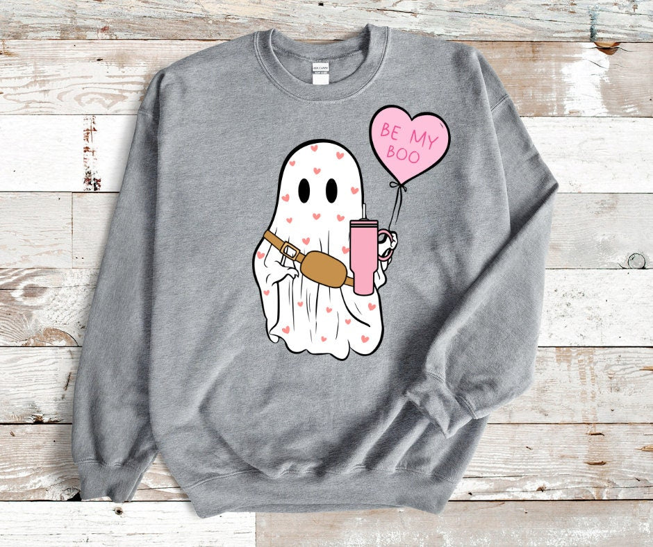 Be My Boo Valentines Ghost With Tumbler DTF Transfer Print Ready To Press