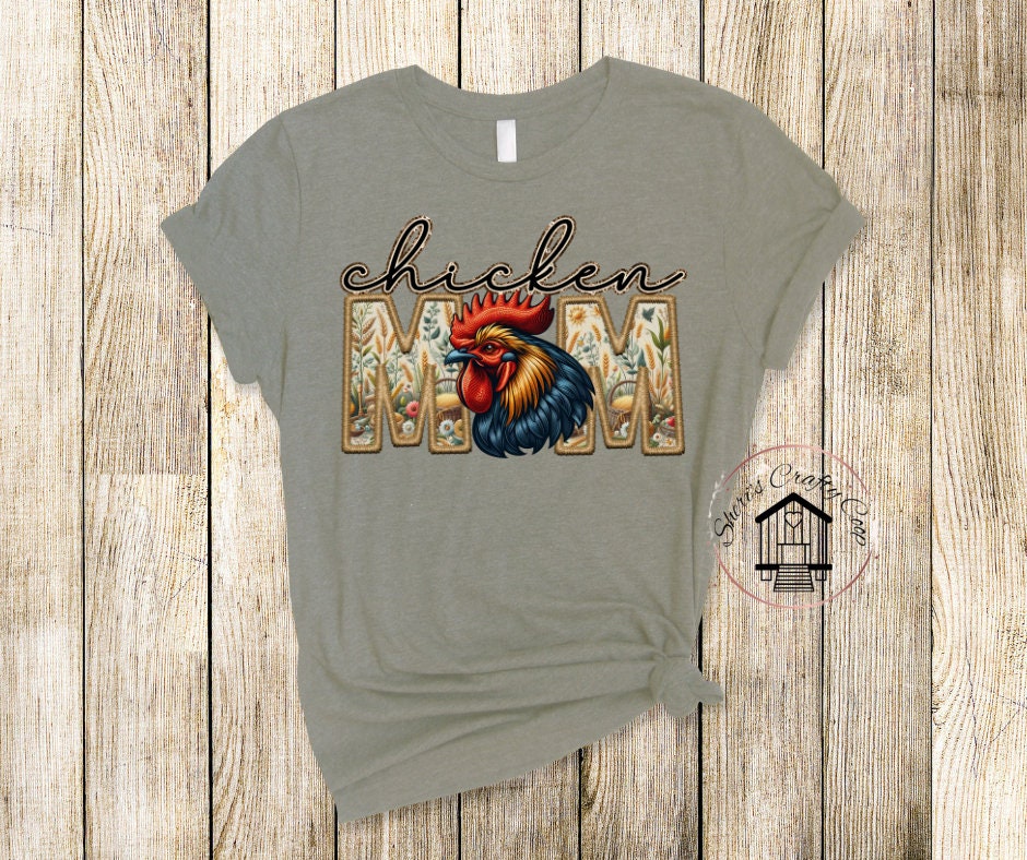 Chicken Mom Faux Embroidery DTF Transfer Print Ready To Press