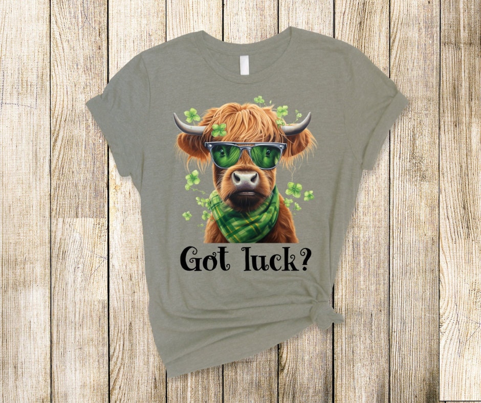 Got Luck Highland Cow St. Patricks Day DTF Transfer Print Ready To Press